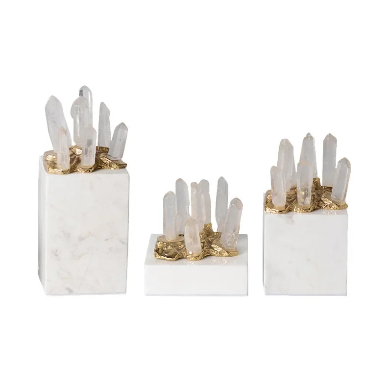 Afralia™ Crystal Stone Marble Ornament | Clear Natural Decorative Figurines for Home Decor