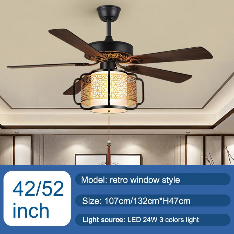 Afralia™ Retro Lantern Ceiling Fan Light Industrial Black Cooler Ventilator Lighting