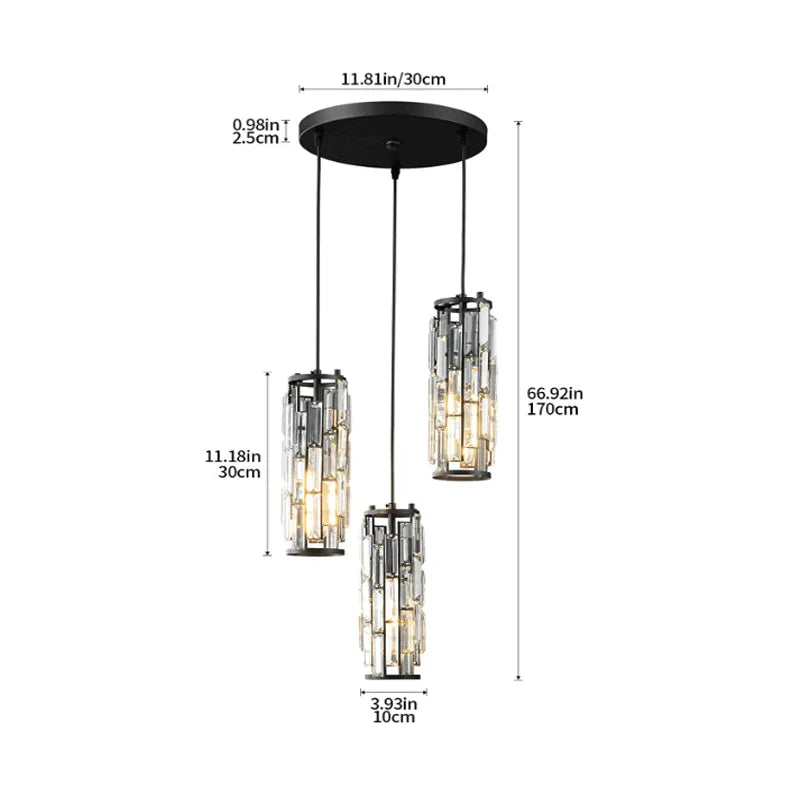 Afralia™ Mini Crystal Chandelier Black Chrome 3-Light for Dining Room Bedroom