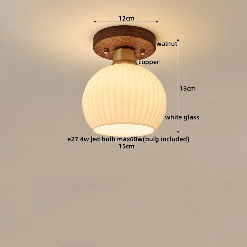 Afralia™ Walnut Copper LED Ceiling Light Modern Home Lighting Luminaria