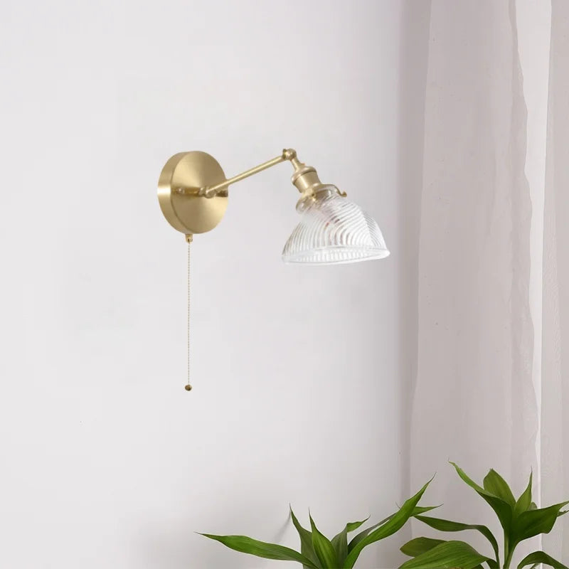 Afralia™ Glass LED Wall Lamps Pull Chain for Bedroom & Living Room