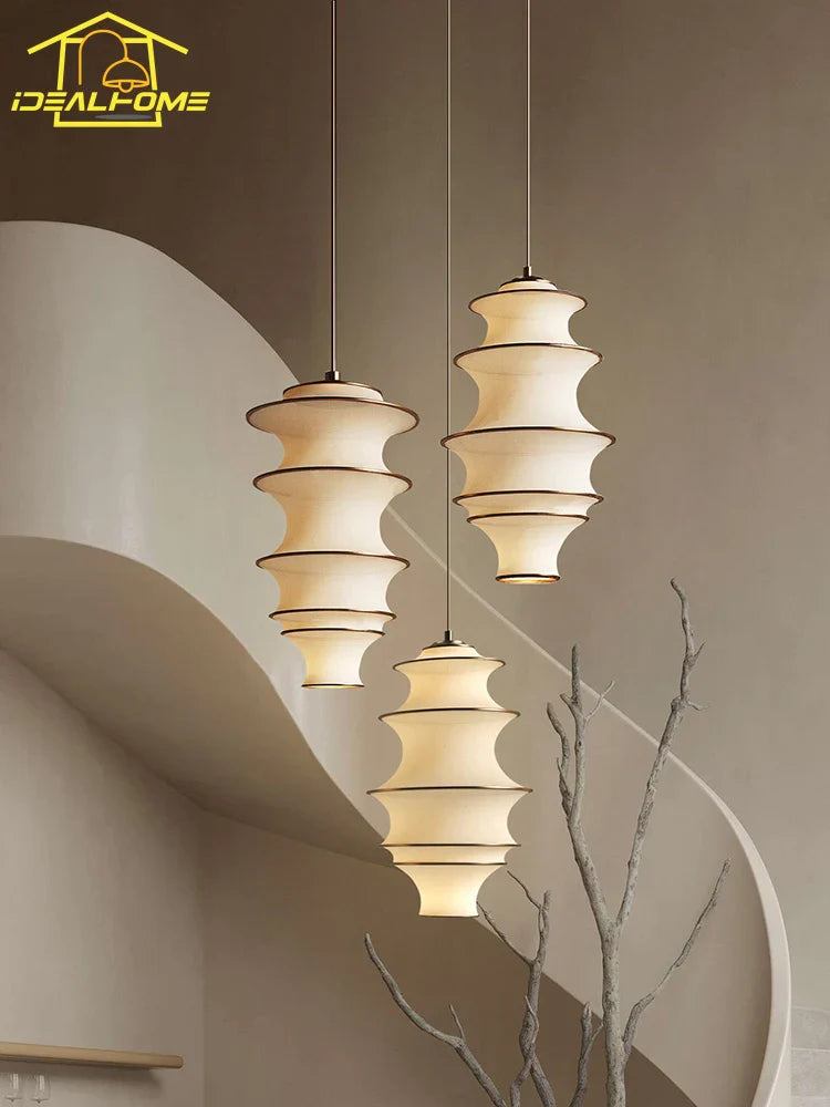 Afralia™ Wabi-Sabi Fabric Art LED Pendant Light for Home Decor and Hospitality