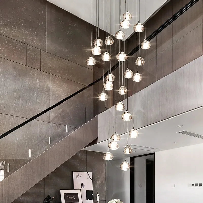 Afralia™ Crystal Ball Chandelier: Modern LED Stair Chandelier for Living Room, Kitchen, and Loft