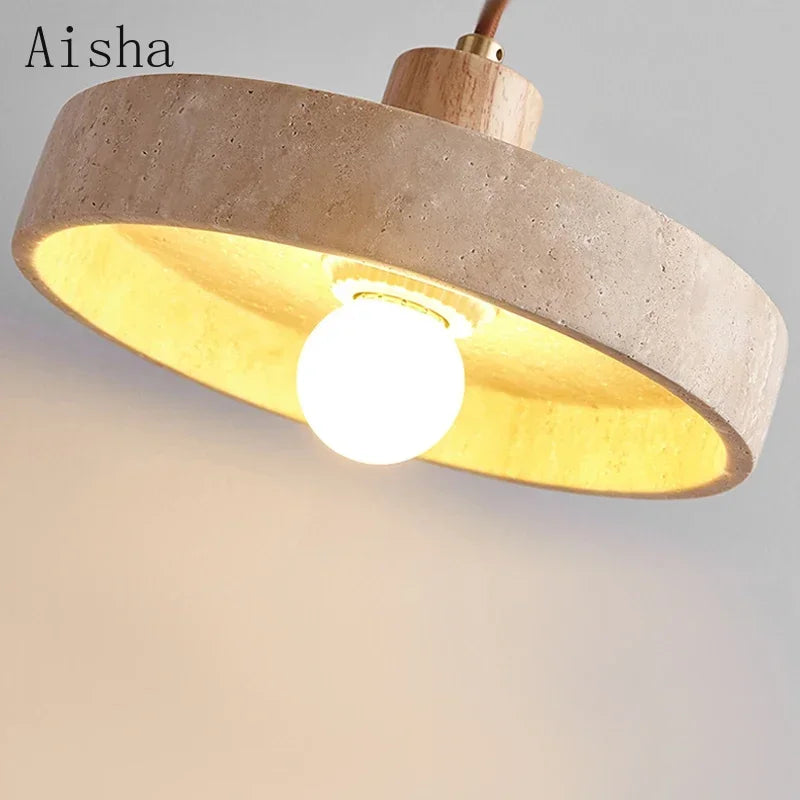 Afralia™ Yellow Cave Stone Pendant Lamp LED Light for Home Living Room