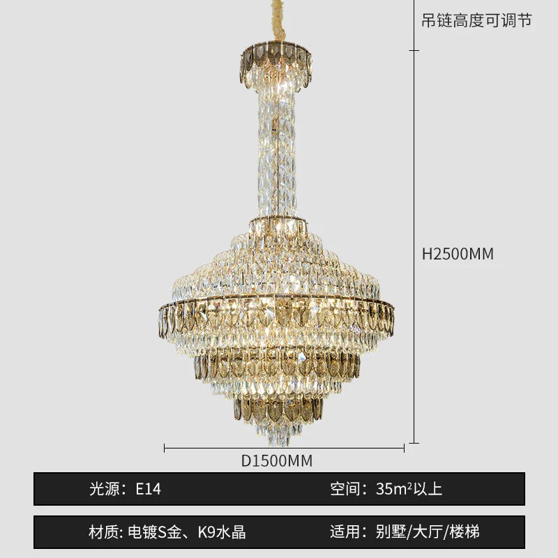Afralia™ Crystal Chandelier for High-End Designer Duplex Living Room