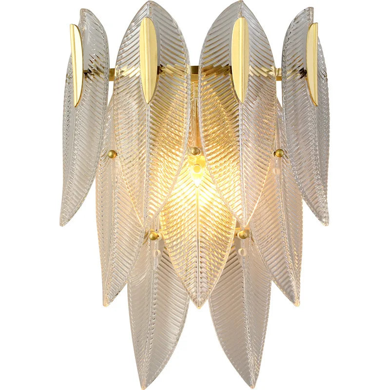 Afralia™ Feather Leaves LED Wall Lamp: Modern Luxury Bedroom Living Room Wall Light