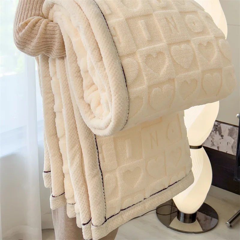 Afralia™ Luxe Taffeta Velvet Carved Blanket: Double-Sided Plush for All Seasons