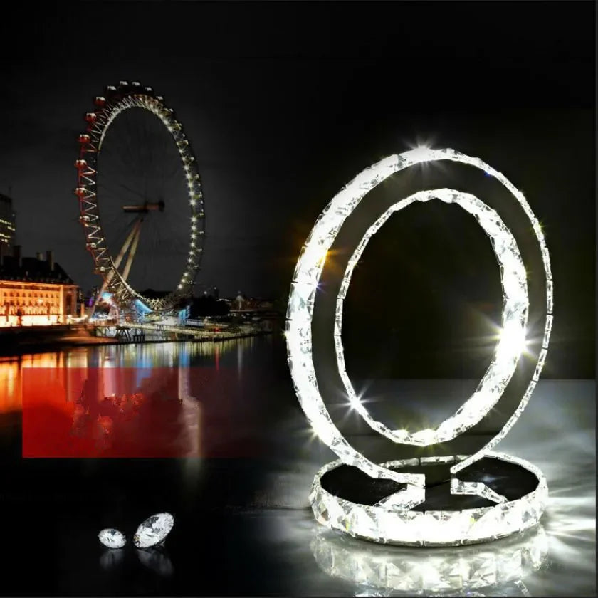 Afralia™ Modern LED Crystal Stainless Steel Desk Lamp for Bedroom and Outdoor Lighting