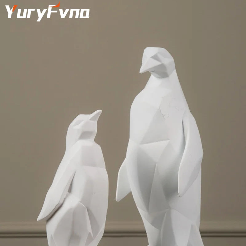 Nordic Penguin Resin Sculpture by Afralia™: Geometric Animal Statue Home Office Decor