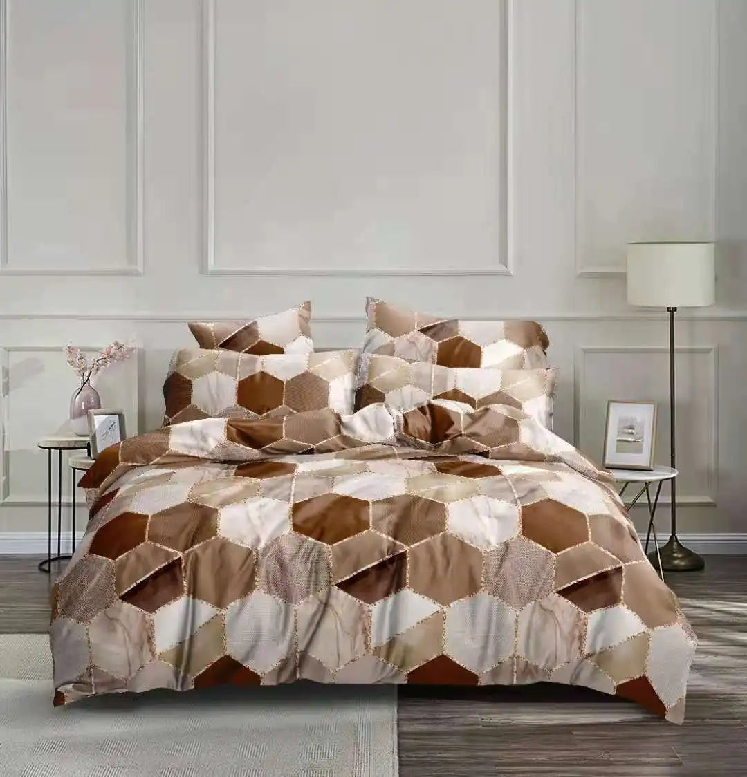 Afralia™ Honeycomb Marble Patterned Bedding Set, Premium Duvet Cover with Pillowcase