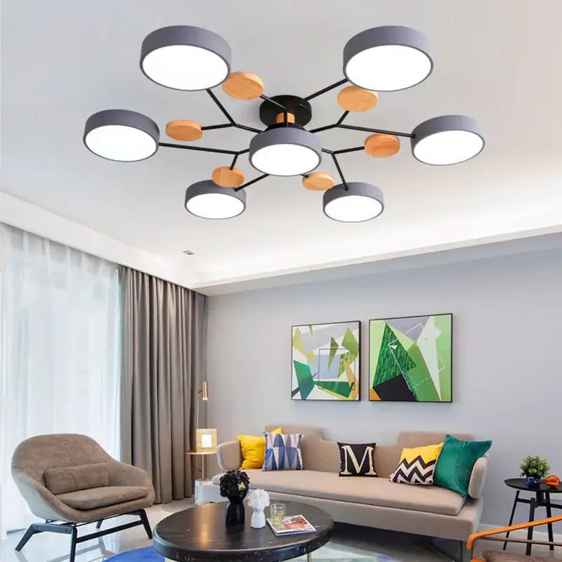 Afralia™ Nordic Wooden Chandelier LED Ceiling Light for Living Room, Bedroom, Kitchen, and Dining Room