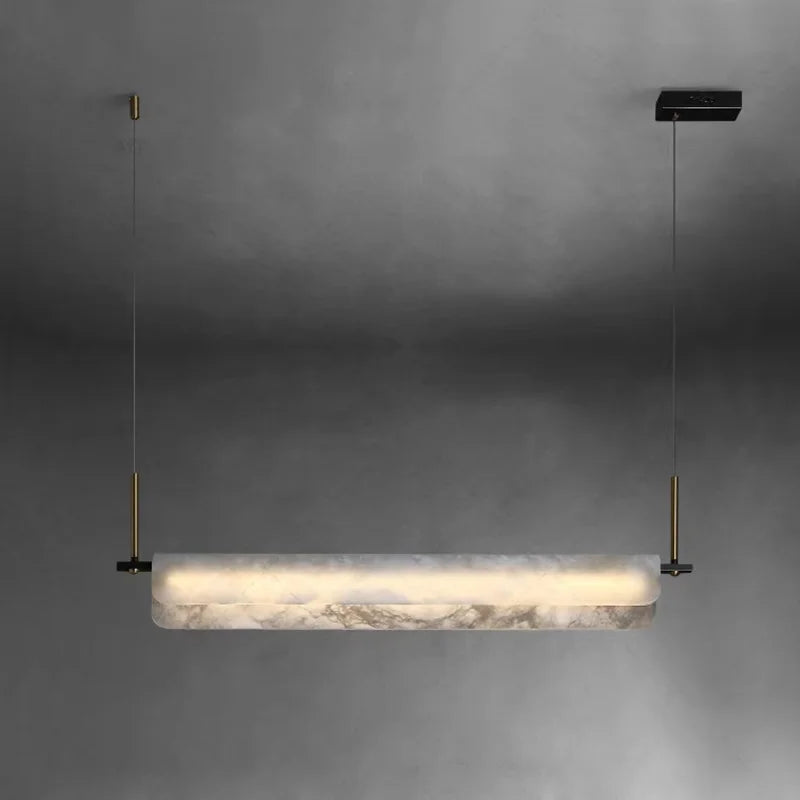 Afralia™ Marble Long Strip LED Chandelier - Luxury Modern Minimalist Table Lamp