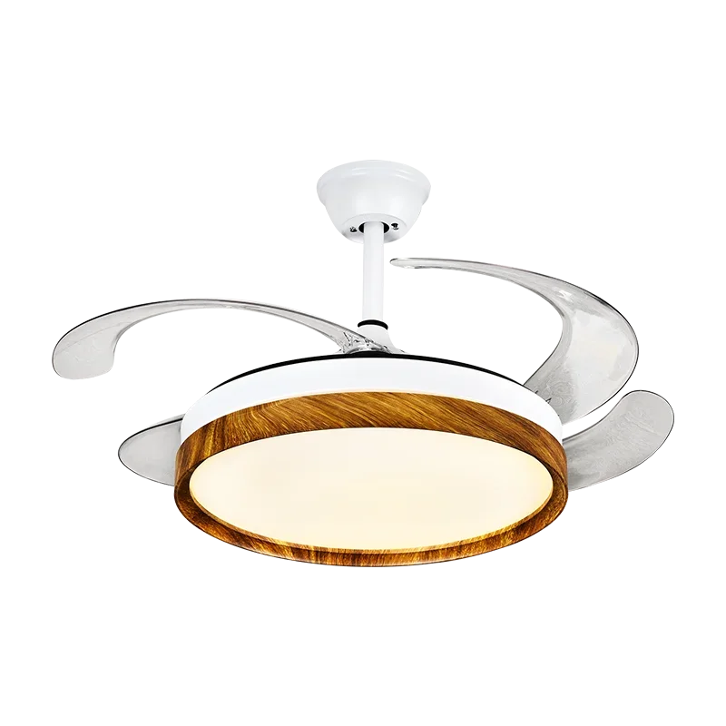 Afralia™ LED Solid Wood Round Ceiling Fan Light with Remote Control