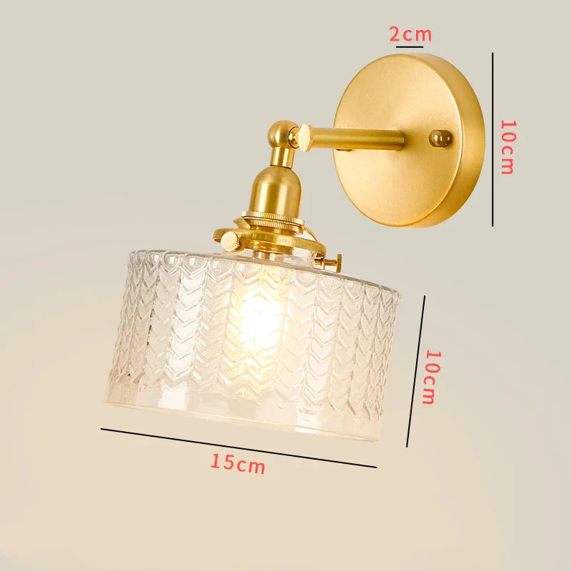Afralia™ Clear Glass LED Mirror Light Pull Chain Copper E14 Wall Lamp