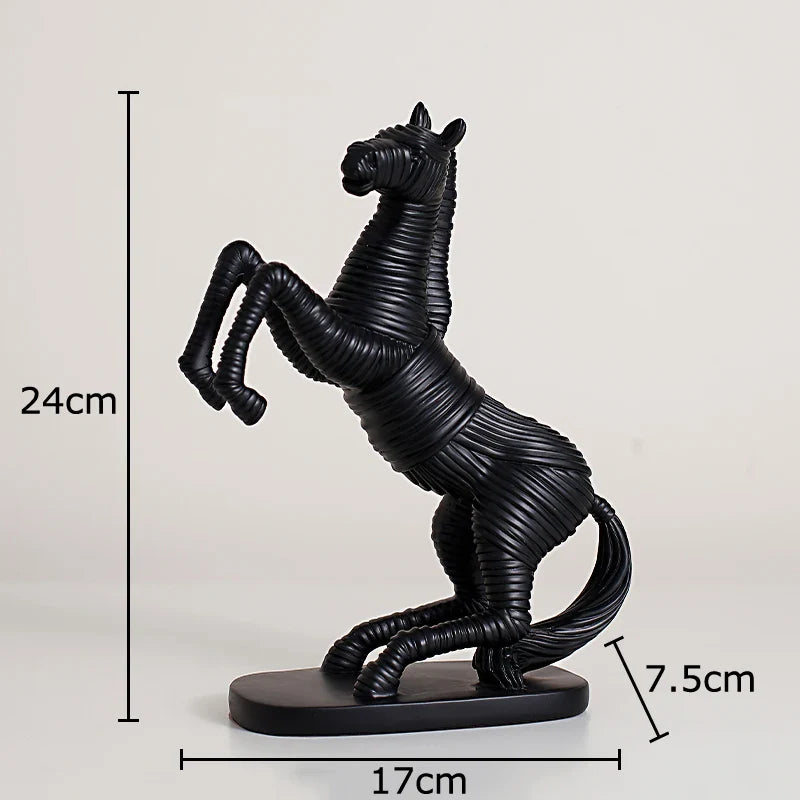 Afralia™ Striped Rope Horse Sculpture: Modern Resin Desk Ornament for Room Aesthetic Decor