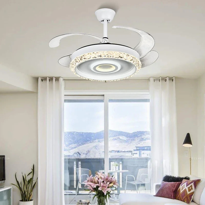 Afralia™ 42" Leaf Fan Chandelier Invisible Fan Lighting for Bedroom and Dining Room