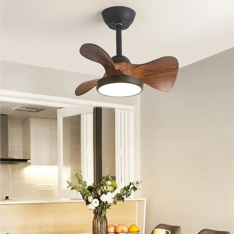 Afralia™ Small Fan Lamp 22" LED Ceiling Fan Light Remote Control for Children's Room