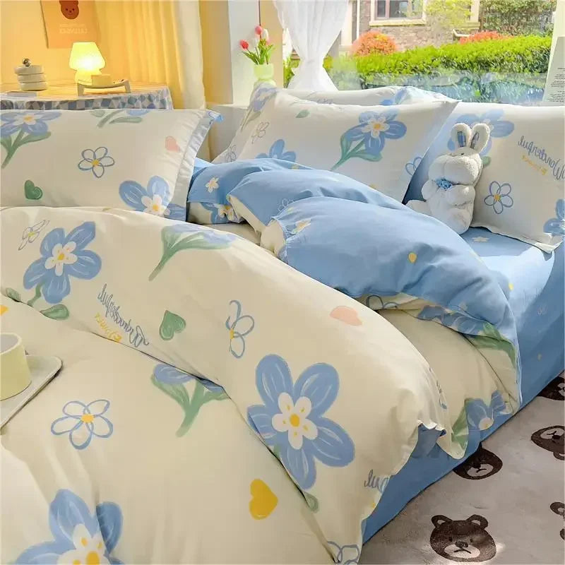 Afralia™ Small Floral Cotton Bedding Set for Soft Skin-Friendly Duvet Cover Sets