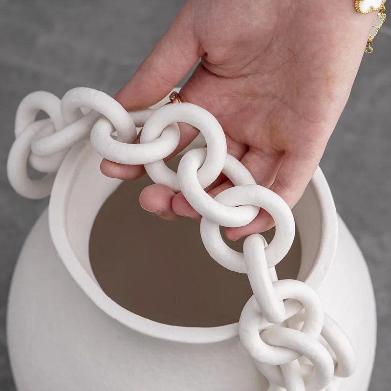 Afralia™ Geometric Chain Porcelain Vase - Stylish Room Decor & Flower Vase
