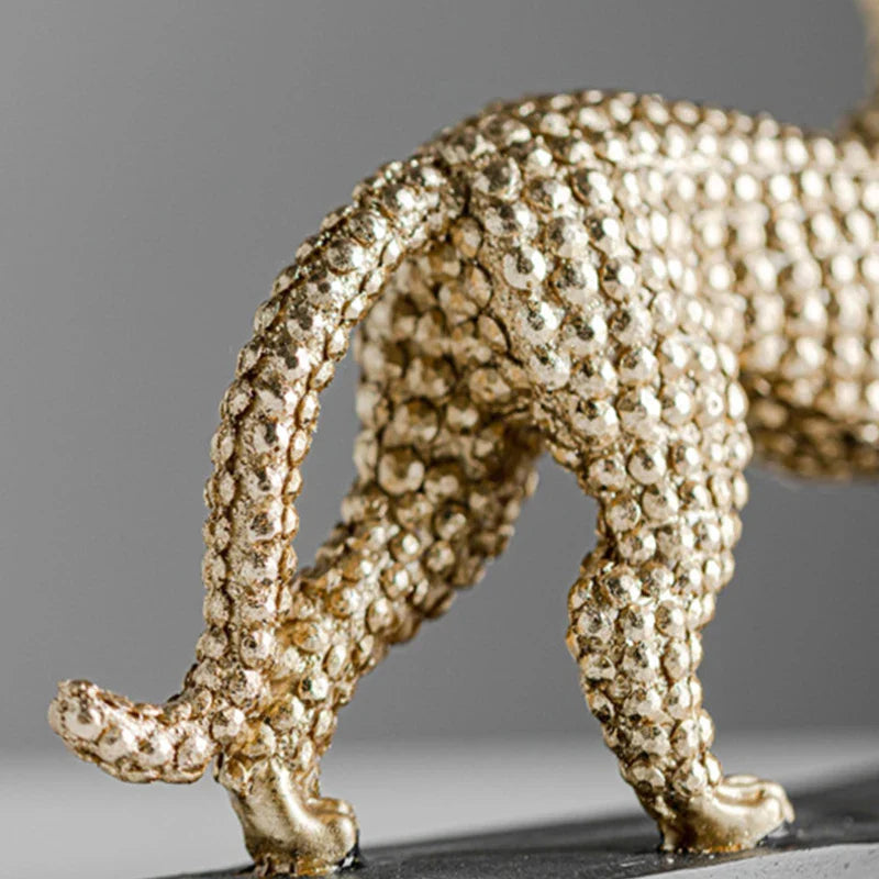 Afralia™ Golden Leopard Resin Figurines for Interior Decor