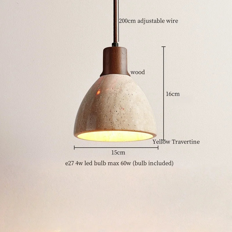 Afralia™ Yellow Travertine Stone LED Pendant Lamp - Vintage Hanging Lighting