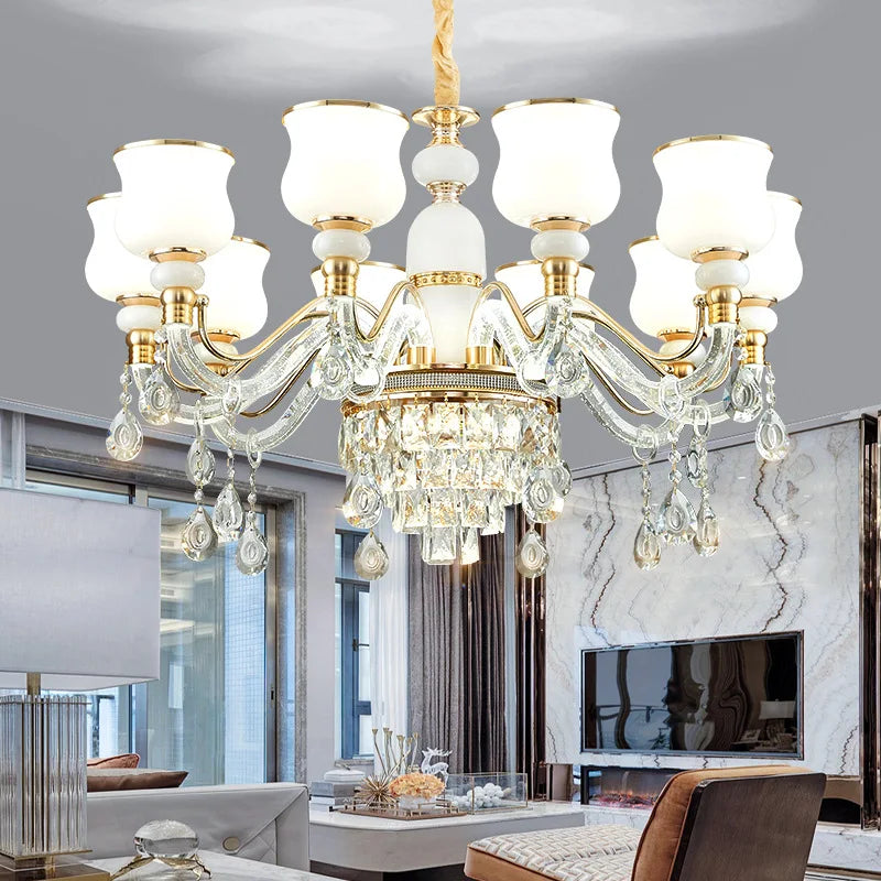 Afralia™ European Luxury Crystal Chandelier: Elegant Main Light for Living Room, Dining Room, Hall