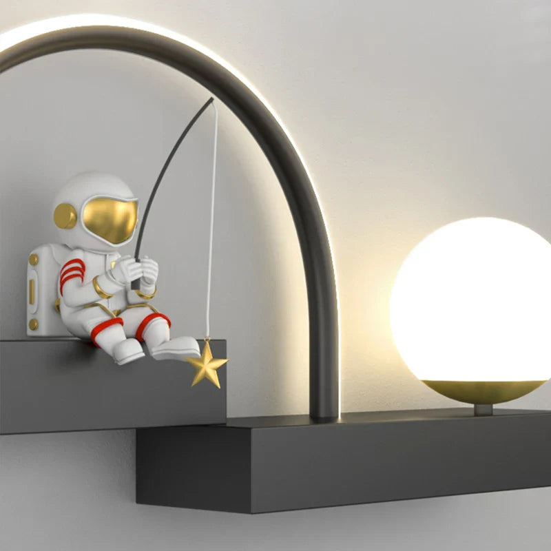 Afralia™ Astronaut Cartoon Sconce Metal Lighting for Creative Living Room Décor