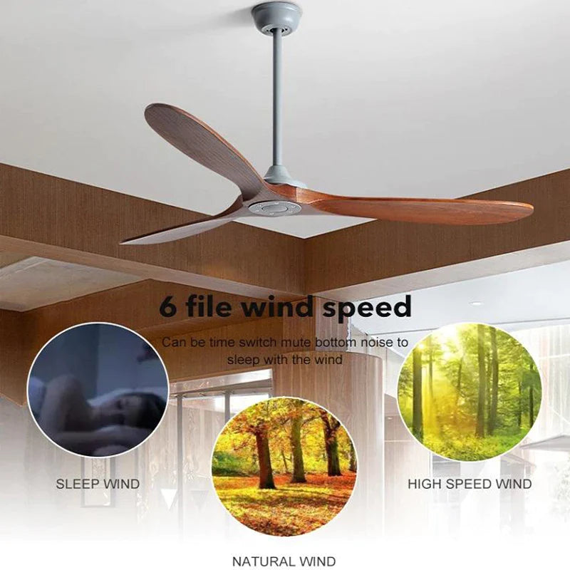 Afralia™ 70" Wood DC Ceiling Fan w/ Remote Control - Industrial Style Large Size Fan