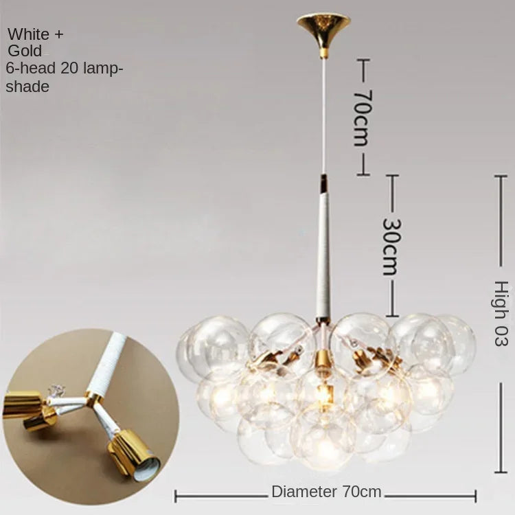 Afralia™ Nordic Glass Chandelier Pendant Lights - Black/White/Coffee - 9/12/18 Bubbles - Home Decor