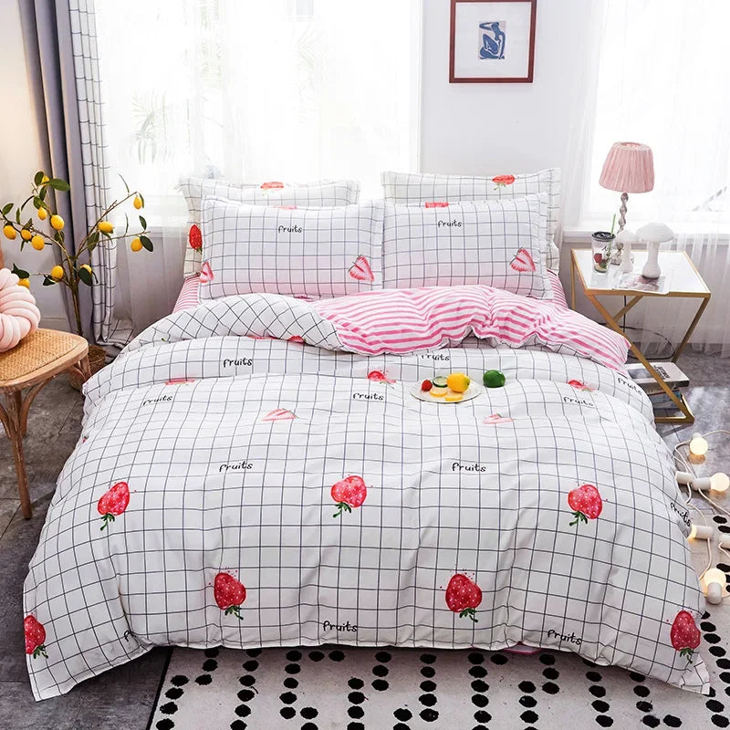 Afralia™ Cartoon Print Bedding Set - Queen/King Size Duvet Cover, Sheets, Pillowcases