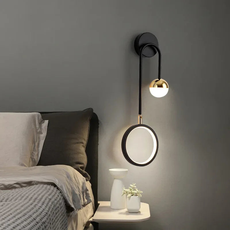 Afralia™ Modern Round Ball Led Wall Light for Headboards and Living Room