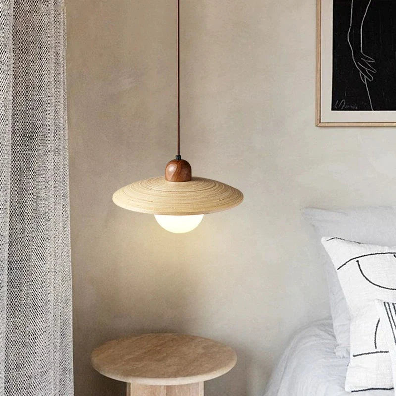 Afralia™ Japanese Style Wooden Pendant Lamp for Bedroom and Restaurant Decor