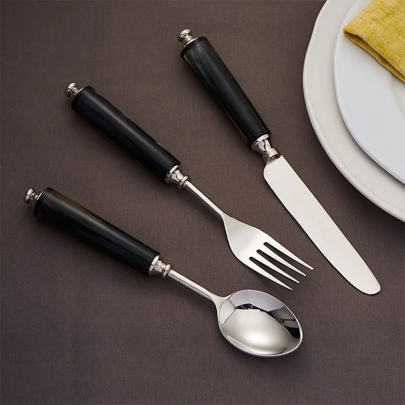 Afralia™ Stainless Steel Flatware Set, Dinner Service Cutlery Kit, Kitchen Tableware Fork Knife Spoon