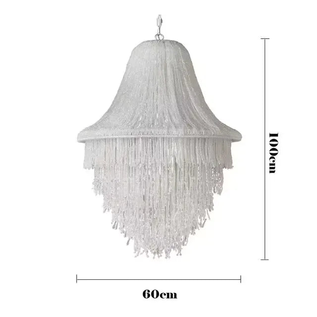 Afralia™ Large Tassel Crystal Chandelier for Foyer Living Room Decor, Colorful Beaded Ceiling Lamp