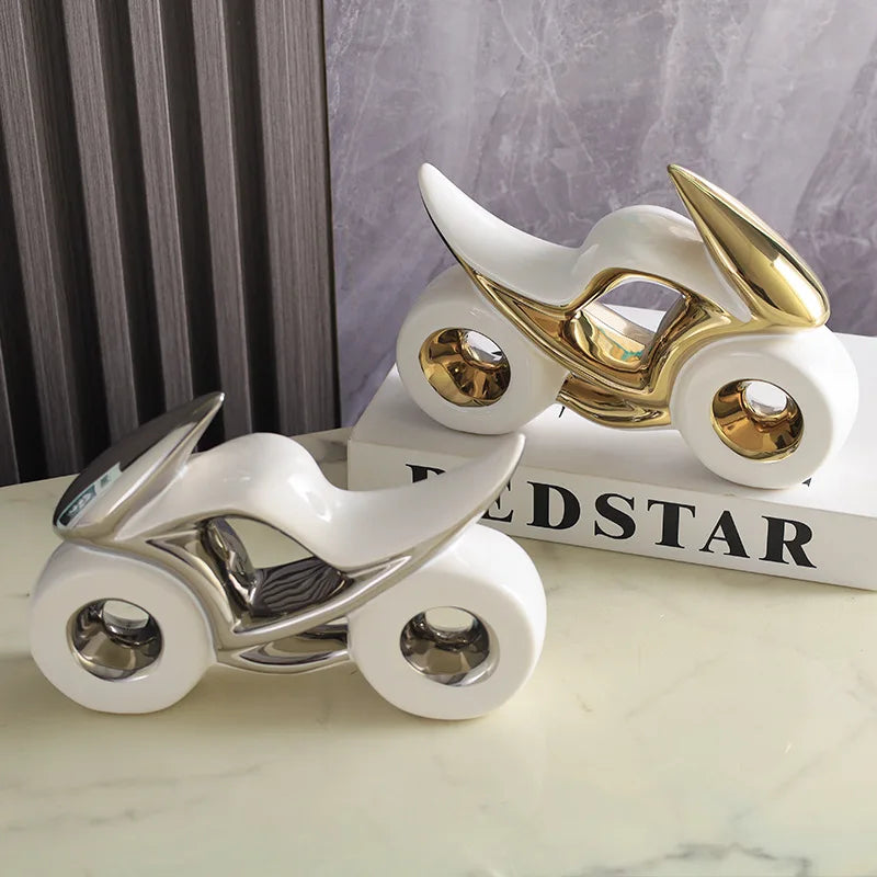 Afralia™ Ceramic Motorcycle Light Decoration for Living Room, Porch, Dining Side