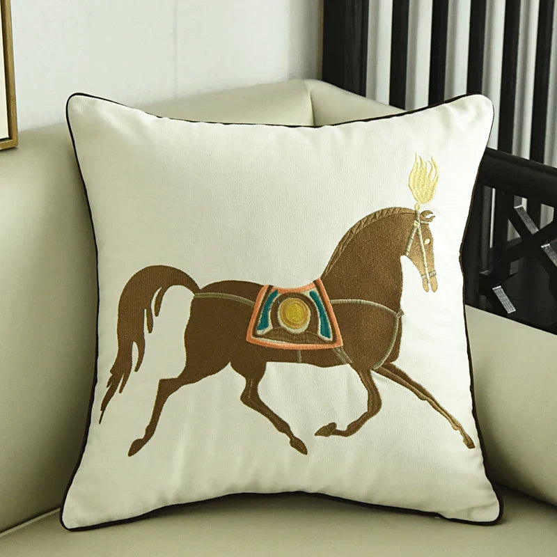 Afralia™ Embroidered Horse Pillowcase | 45x45cm | Home Decor, Sofa, Living Room