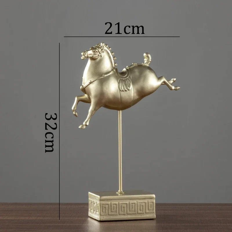 Afralia™ Terracotta Warrior Horse Sculpture Resin Knight Figurine Home Decor Gift