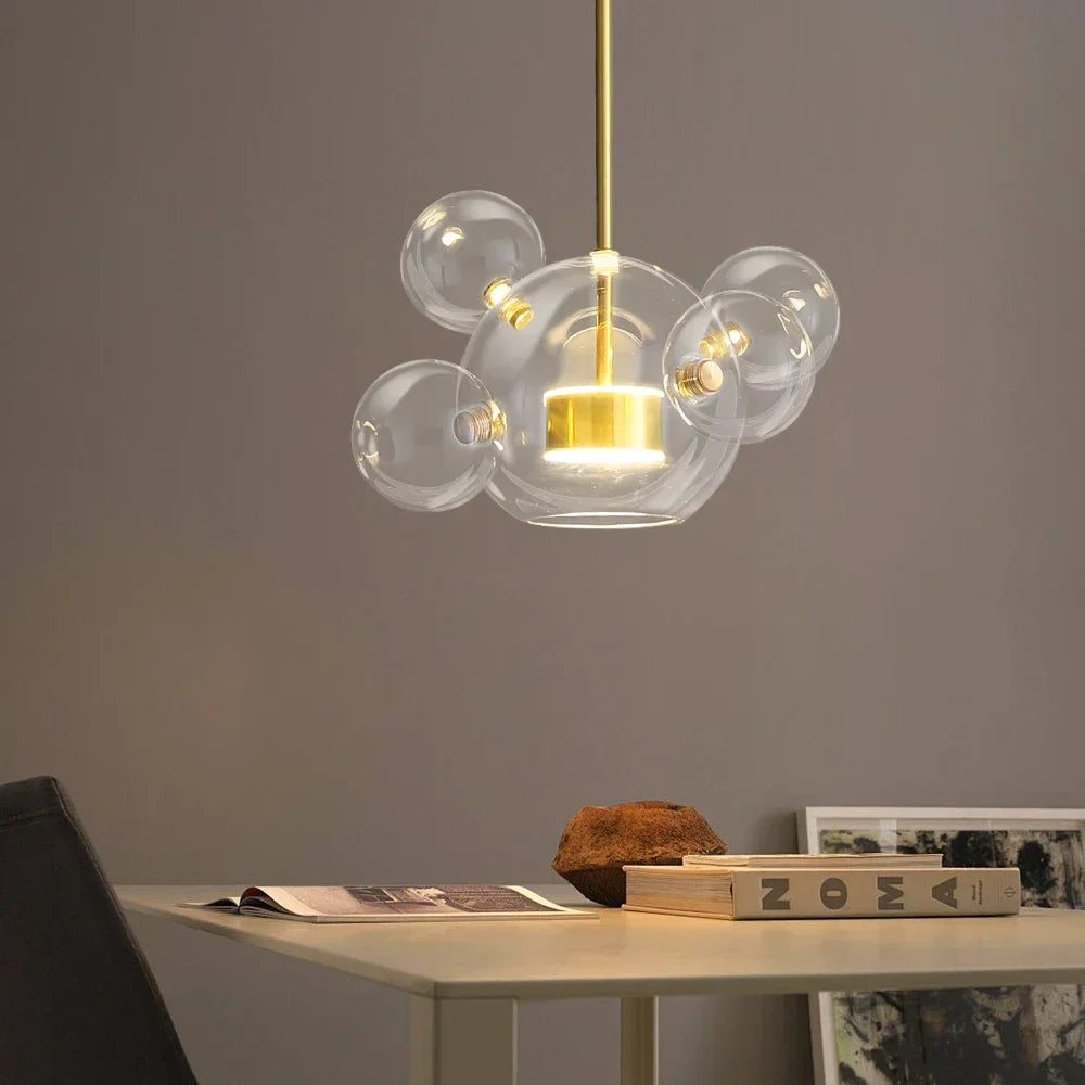 Afralia™ LED Glass Ball Chandelier Pendant Lights for Living & Dining Room