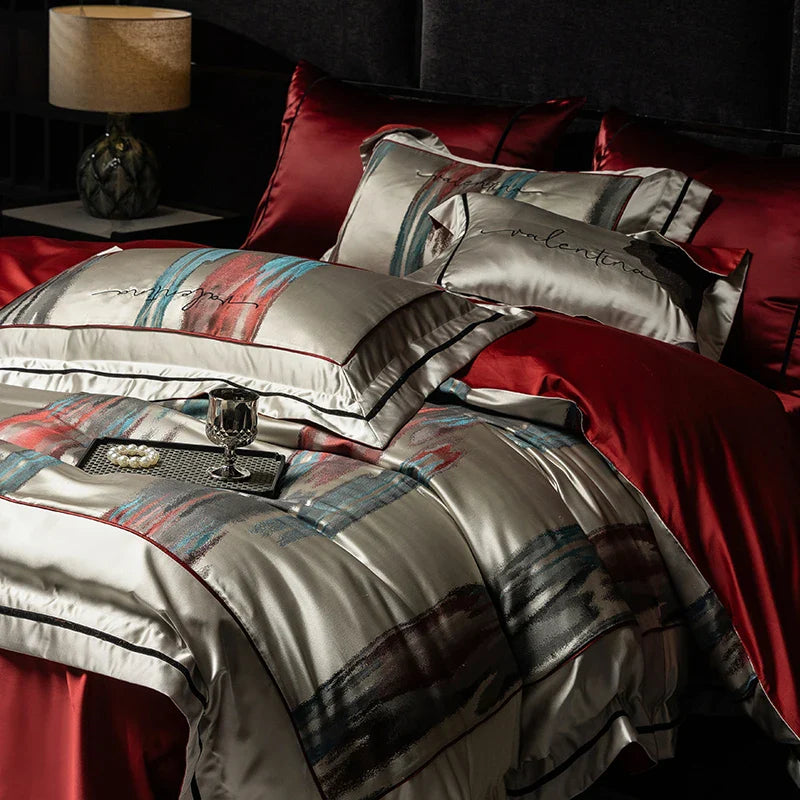 Afralia™ Luxe Brocade Jacquard Bedding Set with Egyptian Cotton & Embroidery