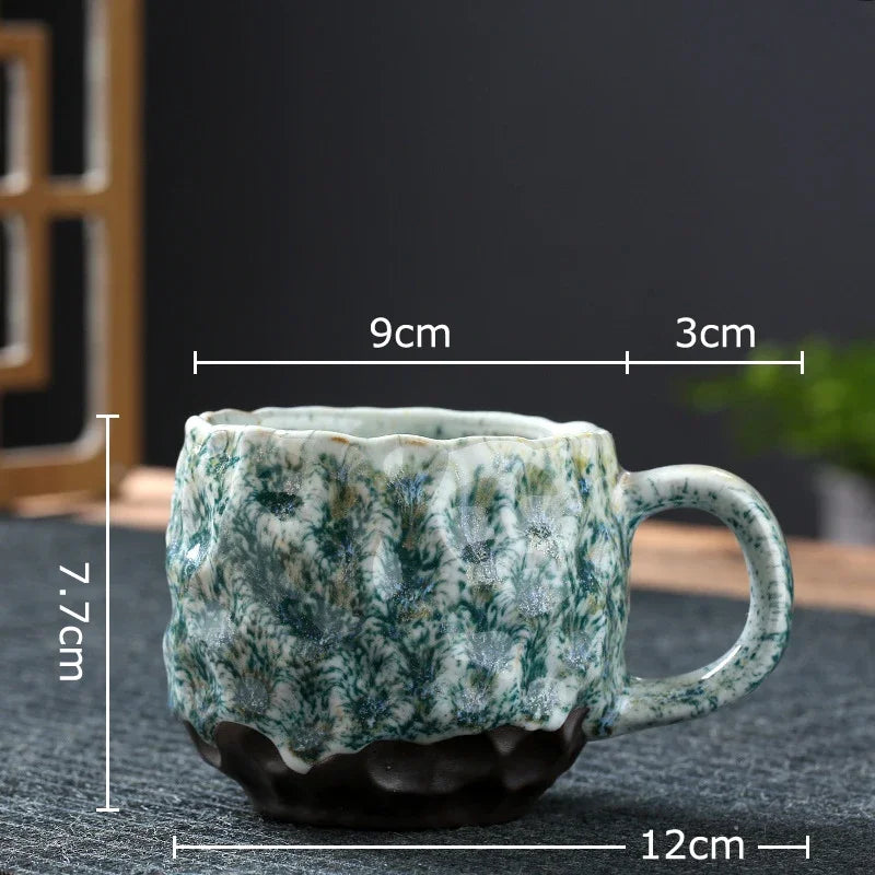 Afralia™ Hammer Pattern Ceramic Mug Set for Dining Table and Coffee, Tea, Juice