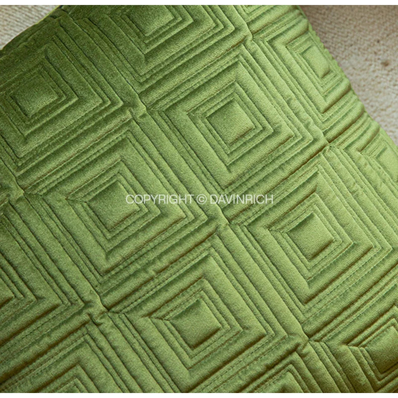 Afralia™ Geometric Pattern Quilted Cushion Cover in Retro Pistachio Green