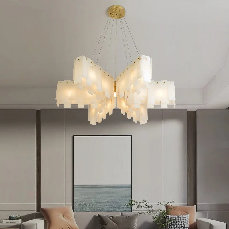 Afralia™ Marble Pendant Light Spanish Natural Marble Ceiling Chandelier LED Fixture