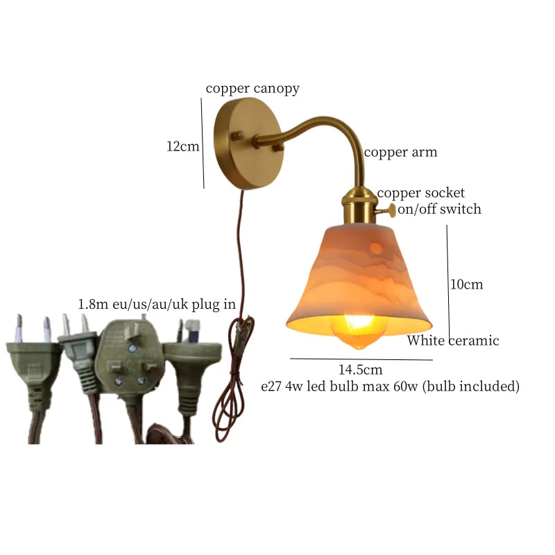 Afralia™ Ceramic LED Wall Sconce - Vintage White, Nordic Minimalism