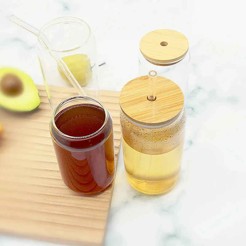 Afralia™ Bamboo Lid for Glass Cup with Straw Hole - Durable Drinkware Accessory