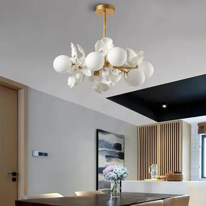 Afralia™ Ginkgo Leaf LED Ceiling Chandelier for Bedroom, Living, Dining Room