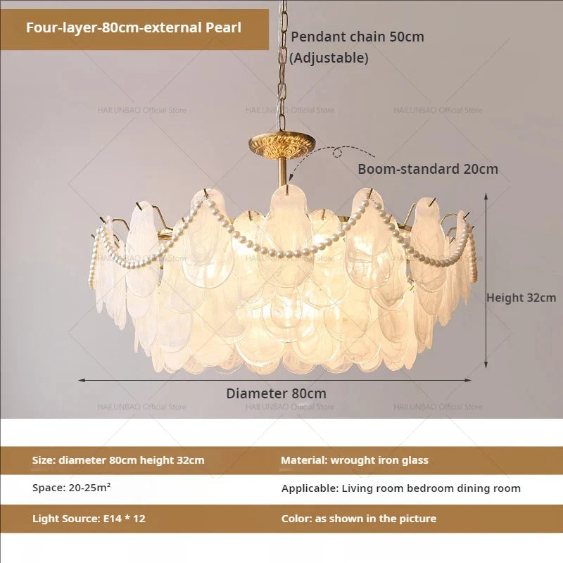 Afralia™ French Chandelier Garden Light with K9 Crystal | Elegant Pearl Shell Design