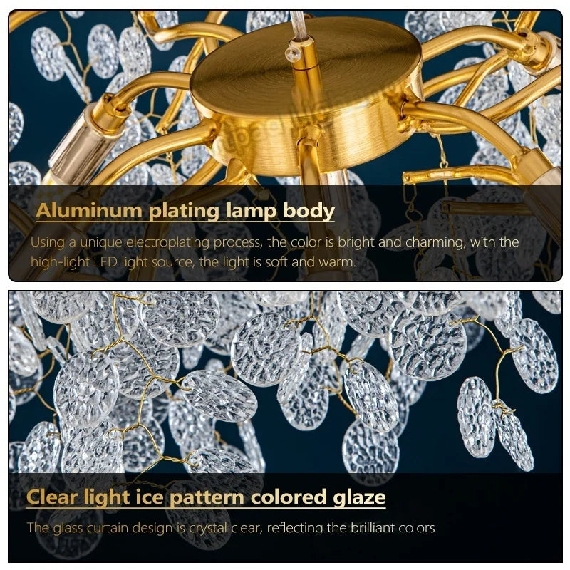 Afralia™ Luxe Crystal Ceiling Chandelier for Living Room - LED Indoor Lighting