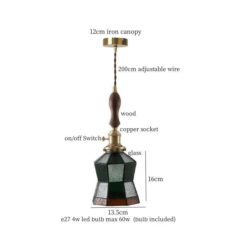 Afralia™ Vintage Glass LED Pendant Light for Cafe Restaurant Living Room