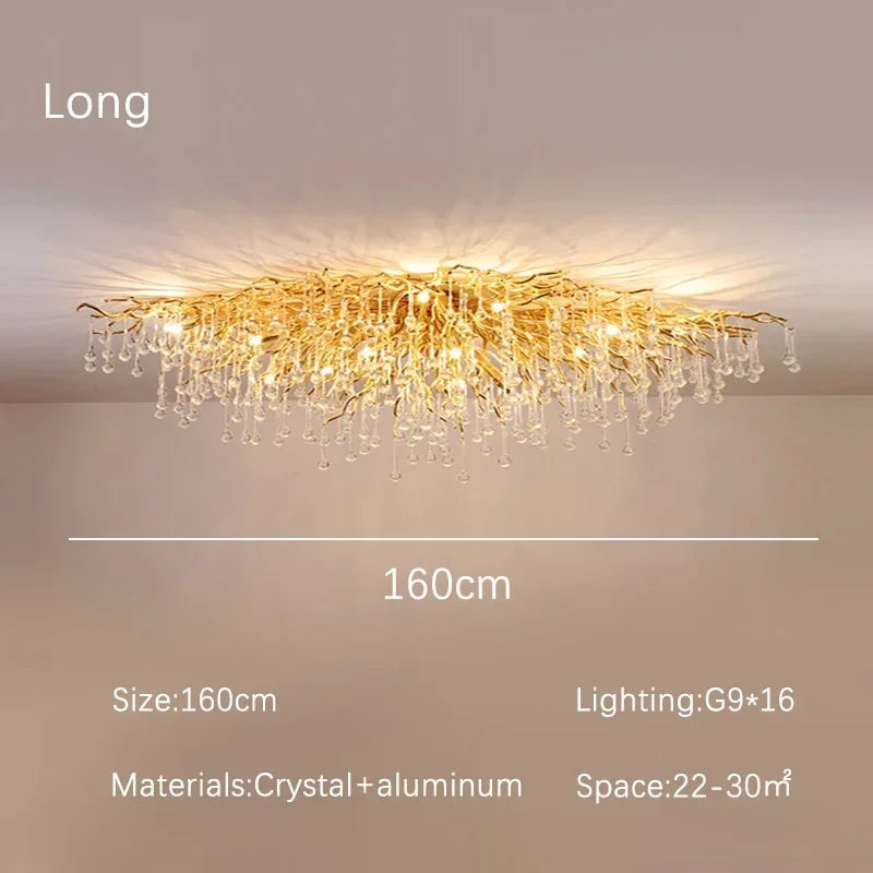 Afralia™ Gold Crystal Chandelier: Dining Living Room Kitchen Table Modern Luxury Lighting