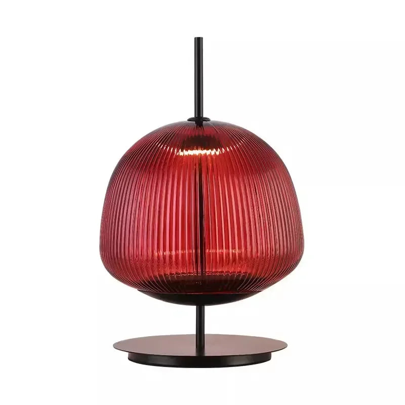 Afralia™ Green Red Glass Table Lamp LED Lighting for Bedroom and Living Room